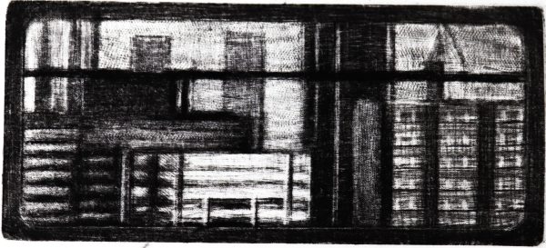 Ville la nuit, vue par la fenêtre de train